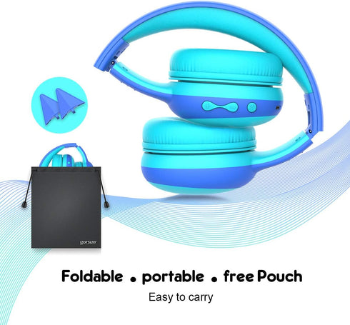 gorsun Bluetooth Kids Headphones, Wireless Headsets with 85dB Volume Limited, Stereo Over-Ear for Boys and Girls (Blue)