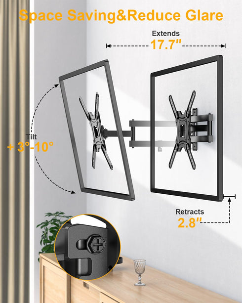 XVCAS 19-55 Inch 400X400 mm, 66 lbs Full Motion TV Wall Mount,vesa Monitor Mount Tv Brackets for LED LCD Flat Curved