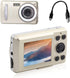 Mini Video Camera with 2.4 Inch LCD Screen, 1600W Full HD Compact Camera, 4X Digital Zoom, Golden