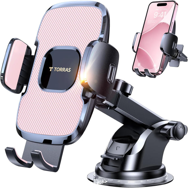 TORRAS Pink Phone Holders for Your CarUltra-Durable & Strongest Suction, Universal Car Phone