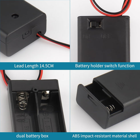 VWEICYY 6PCS 2 1.5V (6) x AA Battery Holder Enclosures with Wire Leads and On/Off Switch