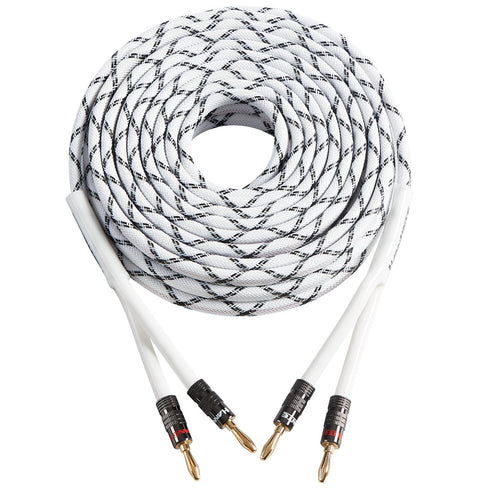 12AWG Speaker Cable (3 Feet), 1 Pack Premium Heavy Duty Braided Speaker Wire with Dual Gold Plated Banana Plug, In-Wall