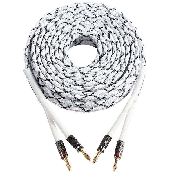 12AWG Speaker Cable (3 Feet), 1 Pack Premium Heavy Duty Braided Speaker Wire with Dual Gold Plated Banana Plug, In-Wall