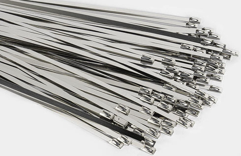 Metal Zip Ties 11.8 Inch - 100pcs 304 Stainless Steel Heavy Duty Self-Locking Cable Ties for Machinery, Vehicles, and