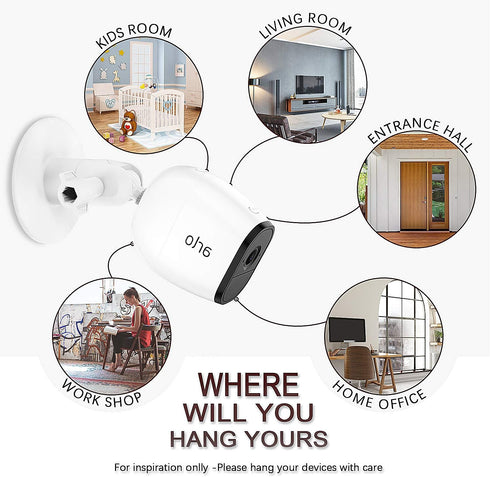 HOLACA Screwless Wall Mount Kit for Arlo Cameras - Easy to Install, No Tools Needed, Strong Adhesive Mount