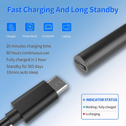 Stylus Pen for HP Envy X360, Pavilion X360, Specter X360, Rechargeable MPP 2.0, Black, 4096 Pressure Sensitivity