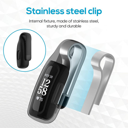 3-Pack Clip Case Accessory for Fitbit Inspire 3/Inspire 2, Black Color.