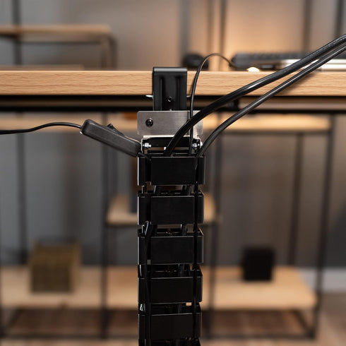VIVO Clamp-On Desk Vertebrae Cable Management Kit, Adjustable Quad Entry Wire Organizer, Black, for Home Office