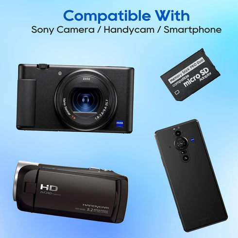 Memory Stick PRO Duo Adapter, Micro SD/SDHC/SDXC to Memory Stick PRO Duo Compatible with Sony Camera
