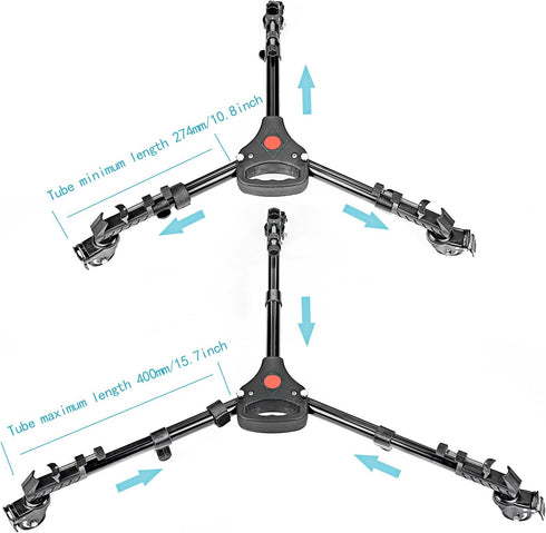 NEEWER Heavy Duty Photography Tripod Dolly with 33lbs Capacity, 2-Inch Rubber Wheels, Adjustable Leg Mount & Carry Bag