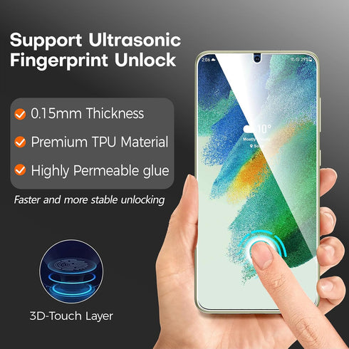 Rayboen Crystal Clear Hybrid Case for Samsung Galaxy S21 FE 5G with 2X Soft Screen Protector, Slim Shockproof Cover.