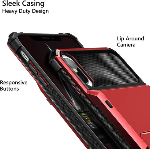 Vofolen iPhone Xs Max Case: Wallet ID Slot, Credit Card Holder, Rugged TPU Rubber Armor, Scratch Resistant Dual Layer