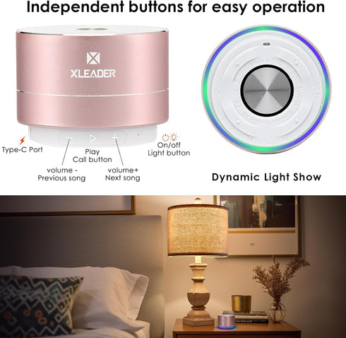 XLEADER A6 Mini Bluetooth Speaker - IPX7 Waterproof Shower Speaker with Lanyard, Cute Pink Speaker for iPhone, Gifts