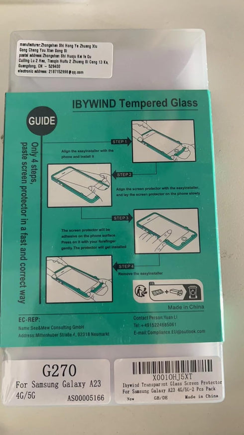 Ibywind Screen Protector for Samsung Galaxy A23 4G/5G, 6.6 Inches, with 2Pcs Tempered Glass, Easy to Install
