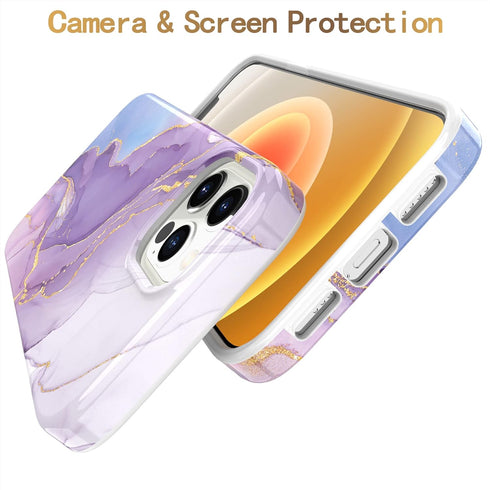 BAISRKE Compatible with iPhone 12 Case, Gold Sparkle Glitter Marble for Women, Shockproof Flexible Bumper Soft TPU Cover