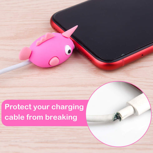 TUPARKA 18pcs Protege Cable for iPhone/iPad USB Lightning Cable, Plastic Cute Unicorn Fish Animal Charging Cable Saver, Phone Accessory Protect USB Charger