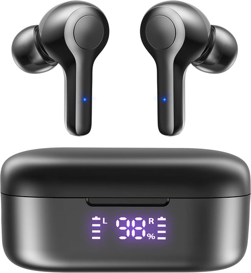 MOZOTER Bluetooth 5.3 Wireless Earbuds, Deep Bass Loud Sound Noise Cancelling with 4 Microphones for iPhone Android