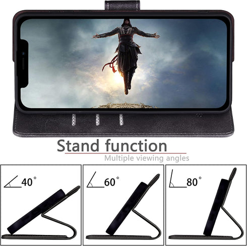 SUANPOT iPhone 13 Pro Wallet Case with RFID Blocking, Flip Book PU Leather Shockproof Cover for Apple 13 Pro, Black