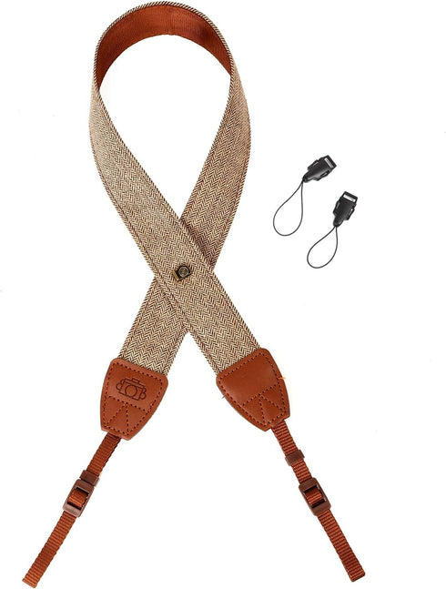 WANBY Khaki Canvas Camera Strap, Neck Shoulder Strap with Quick Release Buckles for DSLR SLR