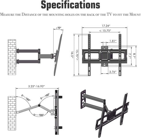 DESIGNSCAPE3D 32-65" 400 400, 35 -10~10 Adjustable TV Stand Mount, VESA * KG Capacity, Tilt