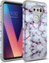 Rosebono Hybrid Dual Layer Shockproof Case for LG V30 / V30 Plus, Cute Colorful Silicone Skin (Marble Purple)