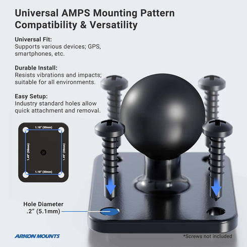 ARKON Mounts Drill-Base Mega Grip Phone Mount | Universal Fit | 360° Adjustable Angle | Compatible with iPhone, Galaxy