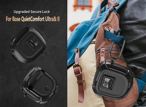 Olytop Case Cover for New Bose QuietComfort Earbuds II (2022) / Ultra (2023) with Lock Clip & Cleaner Kit Pen, Rugged