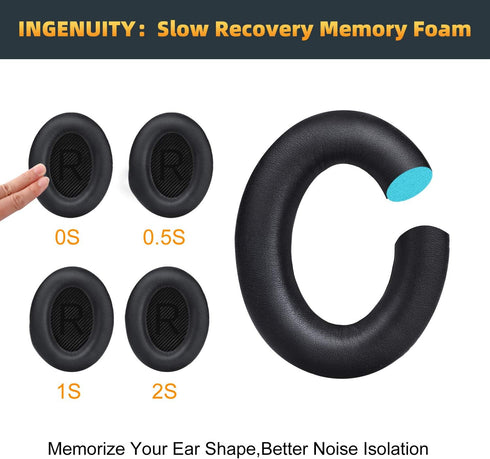 Premium Replacement Ear Pads for Bose QC35 & QC35ii Headphones, Comfortable Memory Foam, Fits QuietComfort