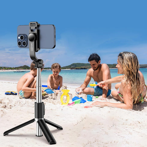 Selfie Stick Tripod, All in One Extendable & Portable Selfie Stick with Wireless Remote Compatible with iPhone 14 13 12