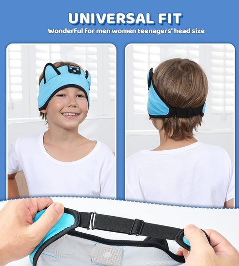 Kids Bluetooth Headphones Adjustable Headband, Wireless Sleep Headphones with Wired Playback for School and Travel
