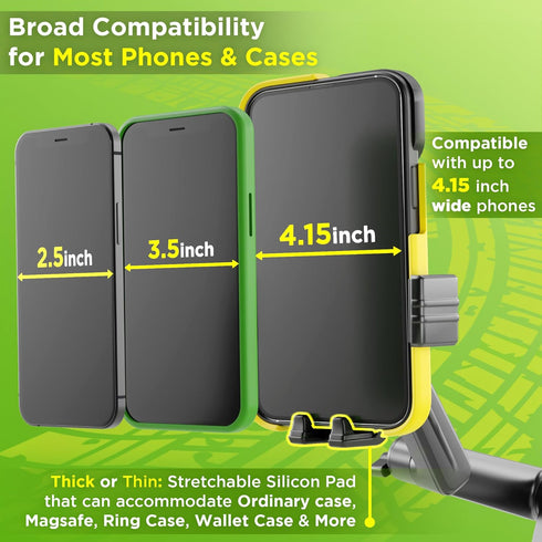 Truckules 16.9 inch Cell Phone Mount for Truck Phone Holder for Truck Drivers - Heavy Duty Suction Cup + Dashboard Pad