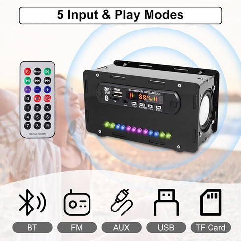 DIY Bluetooth-Compatible Speaker Kit, DIY FM Radio Soldering Project USB Mini Home Sound Amplifier with Colorful LED