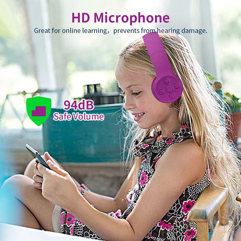 Toddler Wireless Headphones, Bluetooth Kids Headphones with 93db Volume Limited, Foldable with Built-in Mic for Cell
