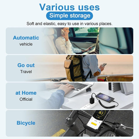 3ft Retractable USB C to C Car Charger Cable for iPhone 15 Pro Max, Coiled Fast Charging Cord for Samsung