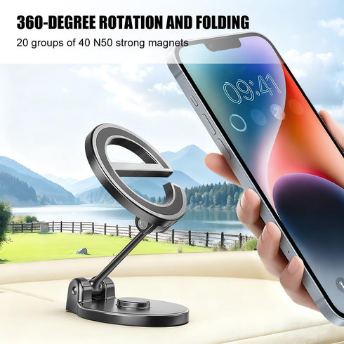 Ywdiml 360 Car Phone Holder, Rotation Adjustable Letter E Design Magnetic Dashboard Smartphone Mount, Automobile
