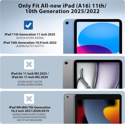 TiMOVO (A16) 11th 11 Inch 2025, 10th 10.9 Inch 2022 Case for iPad Generation iPad Generation Case with Pencil