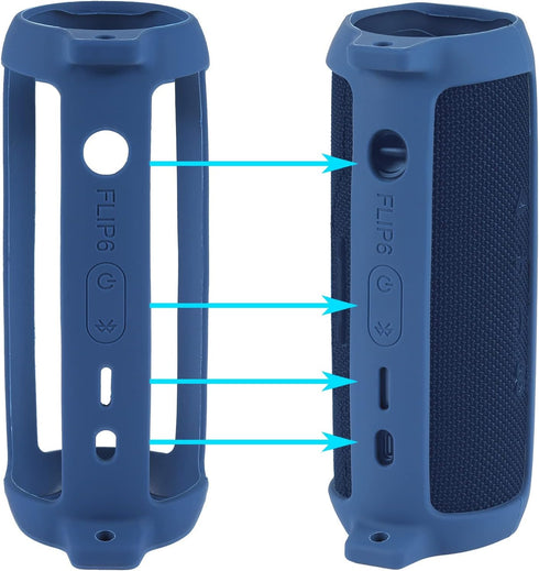 co2CREA Soft Silicone Case Replacement for JBL Flip 6 Portable Bluetooth Speaker (Blue Case)