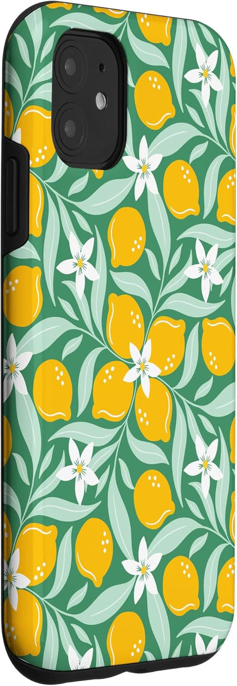 PrintablePretty 11 Sage Green Cluster Lemon Floral Pattern Citrus Botanical Case for iPhone