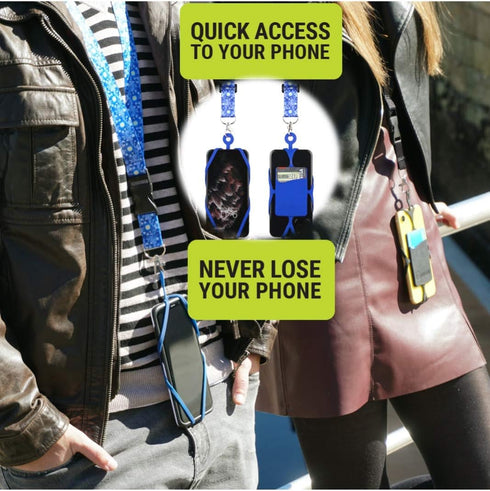 Gear Beast Cell Phone Lanyard with Adjustable Neck Strap Compatible with iPhone Galaxy & Most Smartphones, Silicone Phone Holder with Card Pocket and Adjustable Satin Polyester Lanyard by Gear Beast