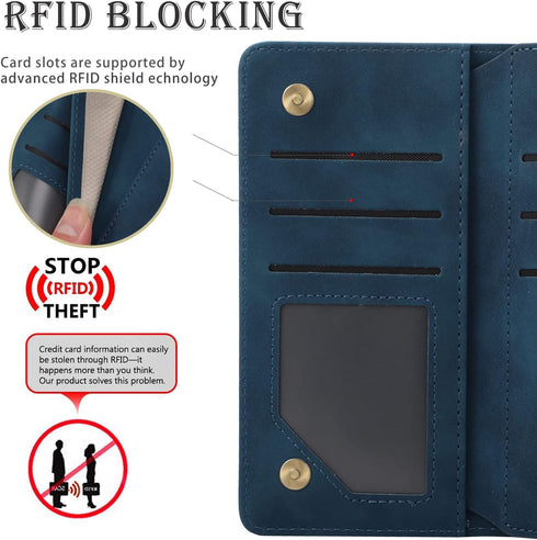 RANYOK Wallet Case for iPhone 11 (6.1 inch), Premium PU Leather Zipper Flip Folio Wallet with RFID Blocking (Blue)