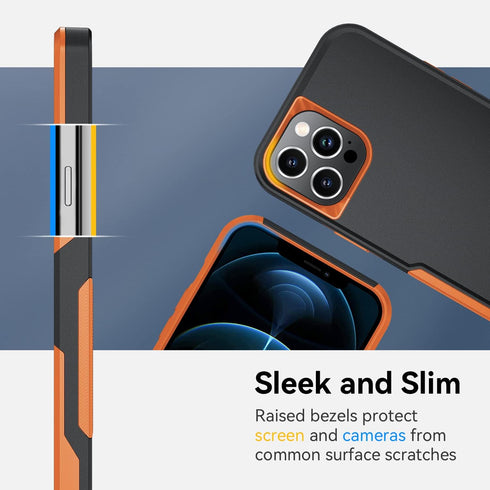 iPhone 12 Pro Max Case with Shockproof Belt Clip Kickstand, Tempered Glass Screen Protector & Camera Lens Protector,