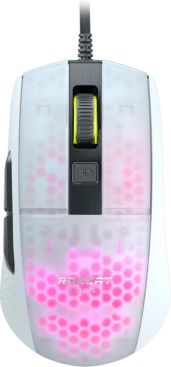 ROCCAT Burst Pro PC Gaming Mouse, Optical Switches, Lightweight Ergonomic Wired Mouse, RGB Lighting, 16K DPI, White