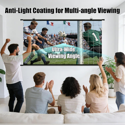 XIAOHUI 110 inch 3 4K 16:9 Projector Screen, Portable Movie Projector Screen for Outdoor Indoor with pcs Adhesive Hook
