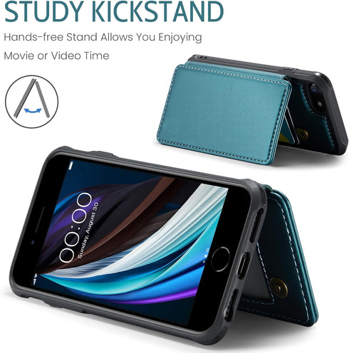 Asuwish Wallet Phone Case for iPhone 6/6s/7/8/SE 2020 2022 with RFID Blocking Card Holder, Screen Protector, Green
