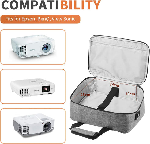 Grekos Projector Carrying Bag, Projector Carrying Case for Accessories, Portable Carrying Bag with Laptop Compartment