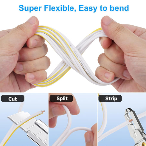 16AWG Speaker Wire 25 FT, 16/2 Gauge Audio Speaker Wire for Car Speakers Stereo, Home Theater (White Jacket)