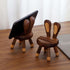 Yienning Cute Walnut Chair Cellphone Holder Stand Mini Chair Shape Phone Holder Rabbit Ears Phone Stand Desk Ornament