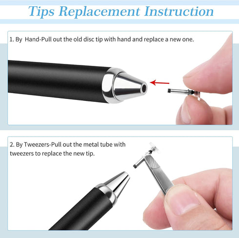 Mixoo Retractable Stylus for Touch Screens, High Sensitivity, 3 Replaceable Disc Tips for iPad, iPhone, All Capacitive