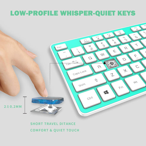 Wired USB Keyboard, Comfortable Quiet Chocolate Keys, Ultra-Slim QWERTY Layout for PC, Green