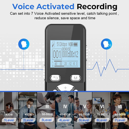 AKALULI 72GB 5300 Digital Voice Activated Recorder with Playback - Audio Recording Device with Hours Recording Time